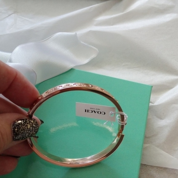 Coach Kissing C Hinged Bangle Bracelet, Rose Gold - Picture 4 of 5